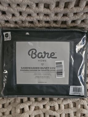 Bare Home Sandwashed Duvet Cover Black King Size Premium Microfiber